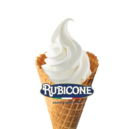 Rubicone soft serve in a cone