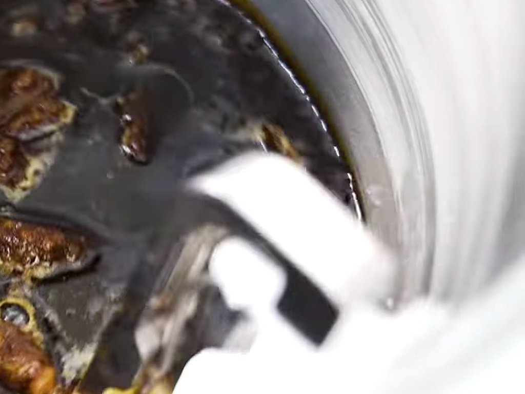 Hot work: a caramelised mix in the cylinder.