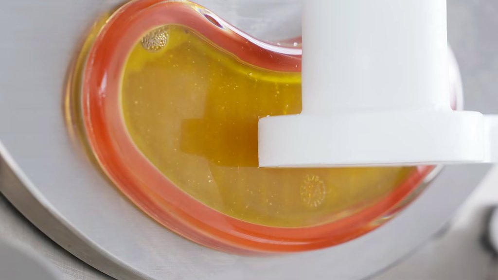 Red mix turning in the cylinder