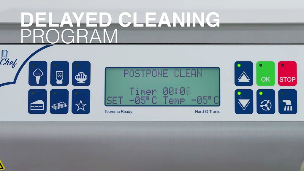 Display showing the delayed cleaning programme
