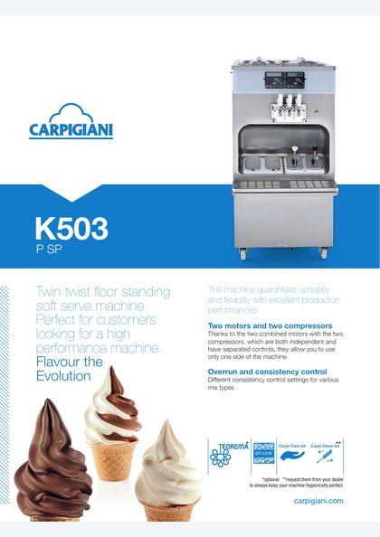 Carpigiani K503 P SP catalogue cover