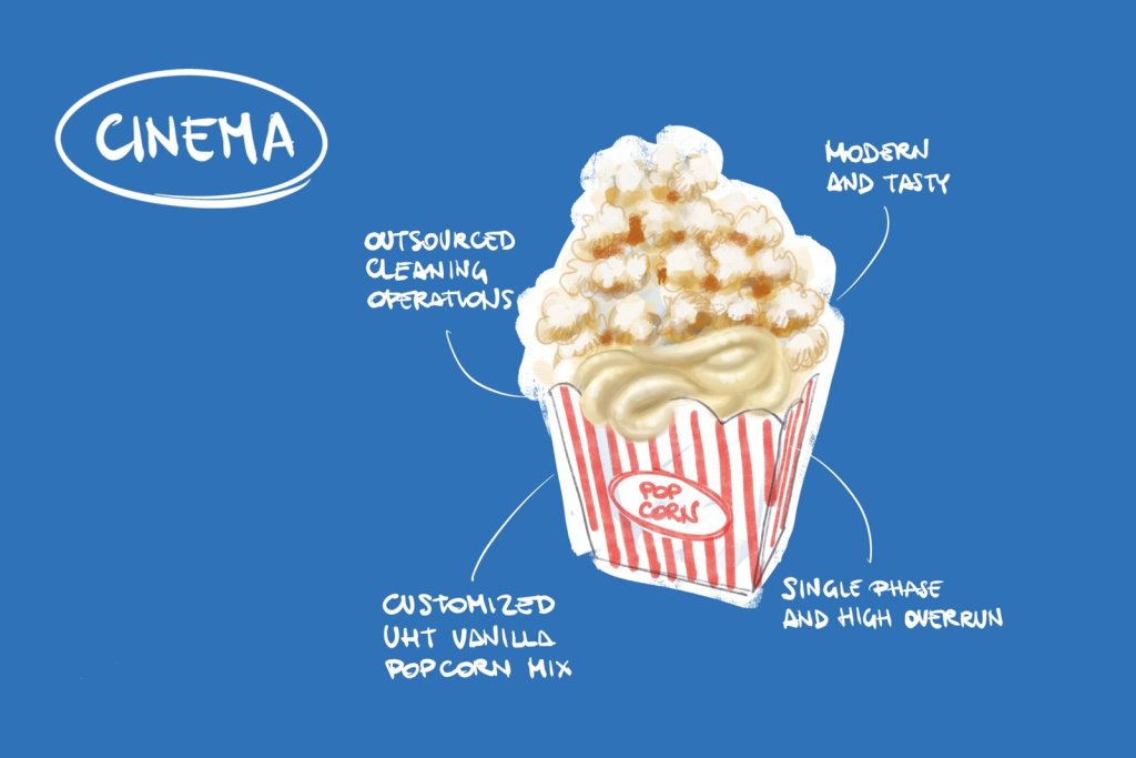 Illustration of a cinema soft serve kiosk
