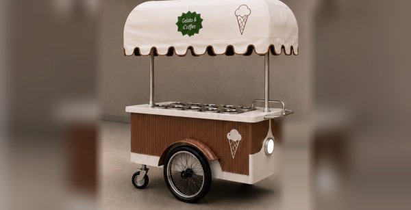 Gelato cart powered by an under-cart battery system