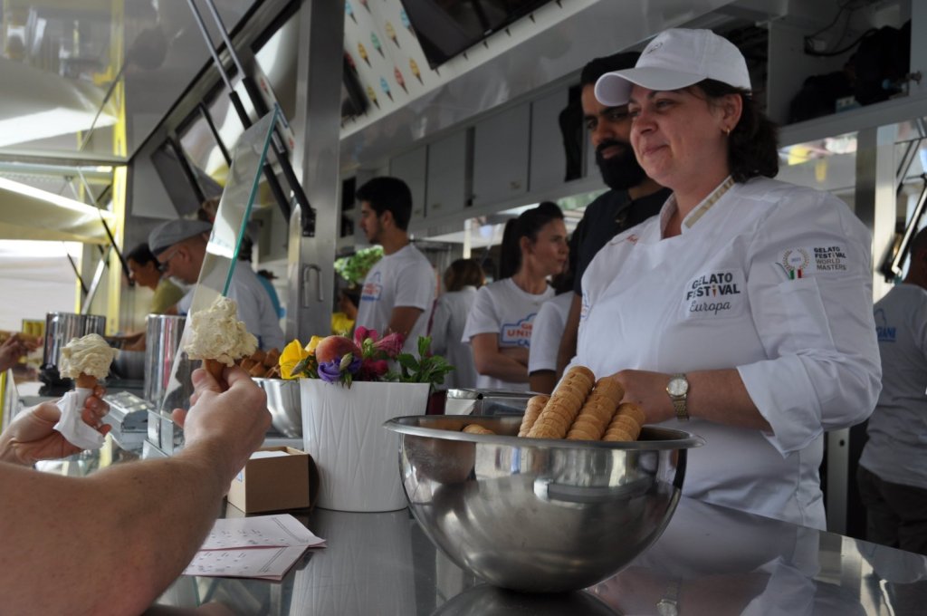 Gelato being served to visitors at Gelato Festival London