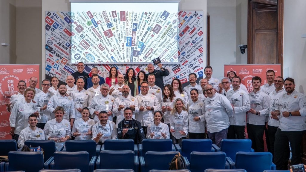 Group photo from the Gelato Festival World Ranking 2026 presentation in Rome