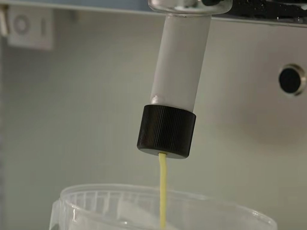 A tub filling straight from the machine.