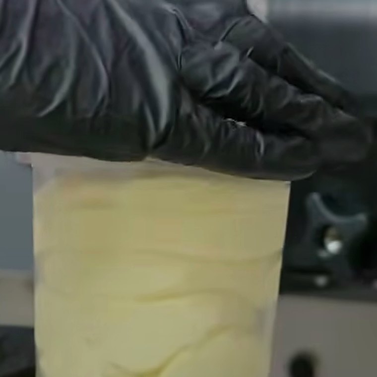A takeaway tub filled straight from the machine.