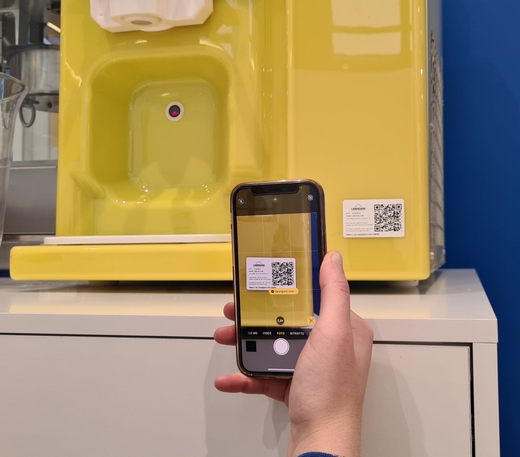 QR code label on a Carpigiani gelato machine