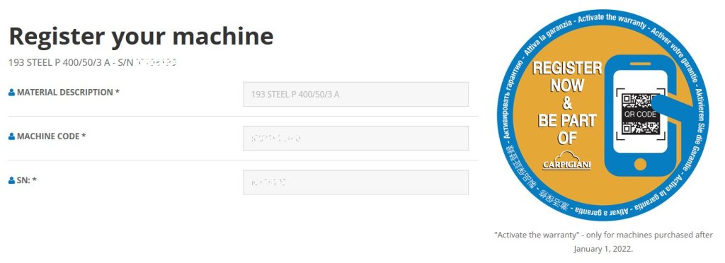 Registration form with serial number and machine code fields