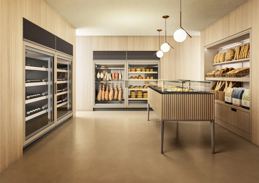 ISA Pentagram Alpha Pastry Display Cabinet installed in a store