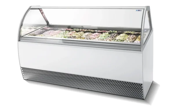 ISA Millennium LX gelato display cabinet installed in a store ISA Millennium LX gelato display cabinet installed in a store