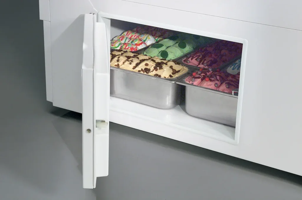 ISA Isetta ice cream display cabinet installed in a store