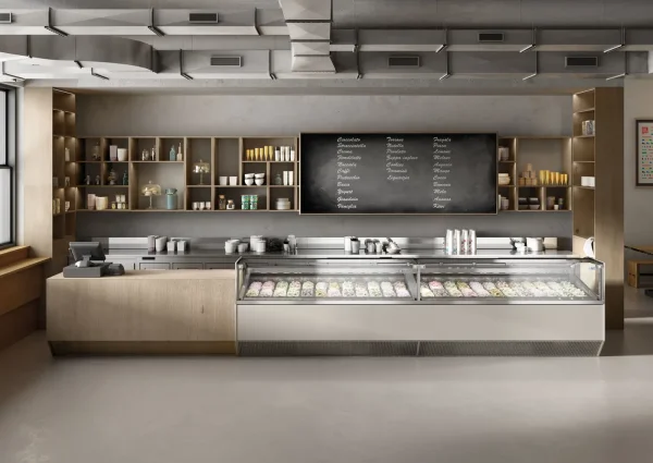ISA Supercapri gelato display cabinet installed in a store