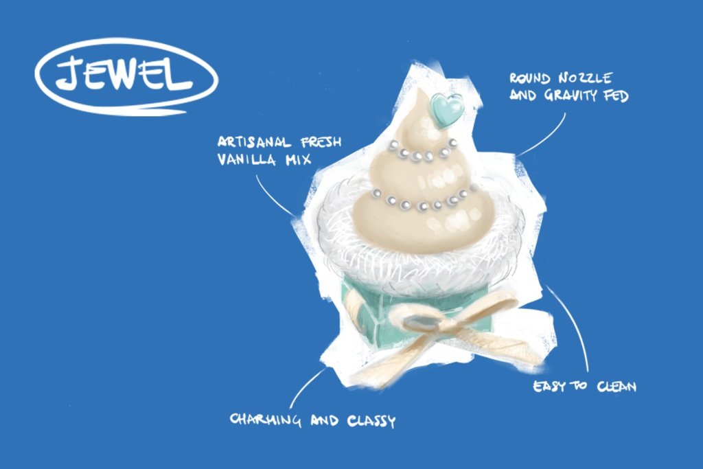 Jewel soft serve concept served in a small gift box