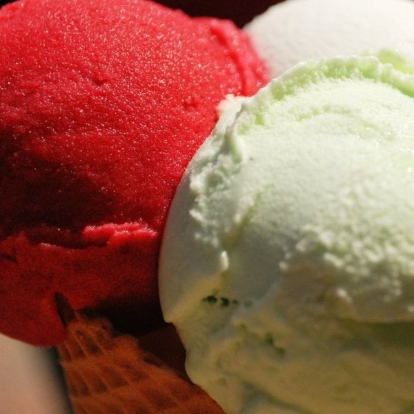 Mint gelato made with Rubicone ingredients