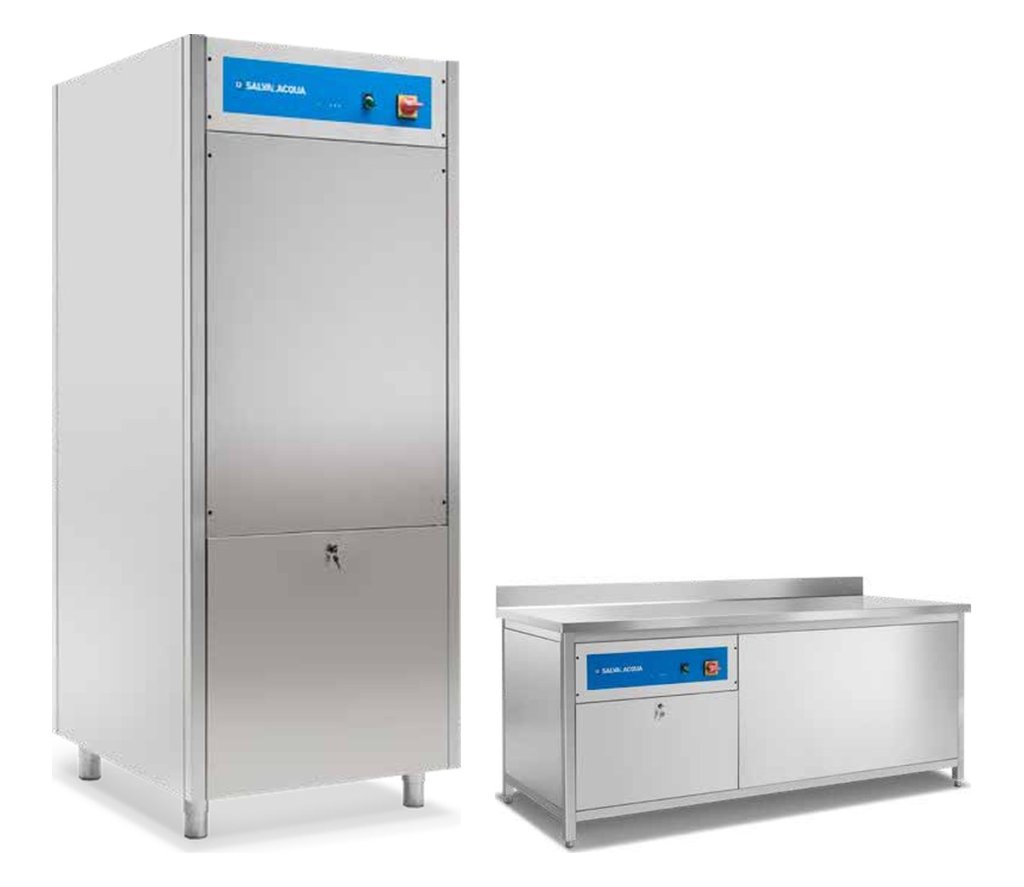 Salvalacqua water economisers: SLQ V upright cabinet and SLQ T bench unit