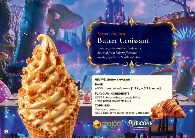 Butter Croissant: soft serve recipe idea, Dessert inspired, from the Majors Group Frozen Dessert Wonderland 2026 booklet