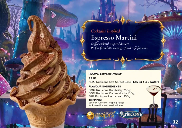 Espresso Martini: soft serve recipe idea, Drinks & cocktails inspired, from the Majors Group Frozen Dessert Wonderland 2026 booklet