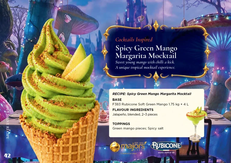 Spicy Green Mango Margarita Mocktail: soft serve recipe idea, Drinks & cocktails inspired, from the Majors Group Frozen Dessert Wonderland 2026 booklet