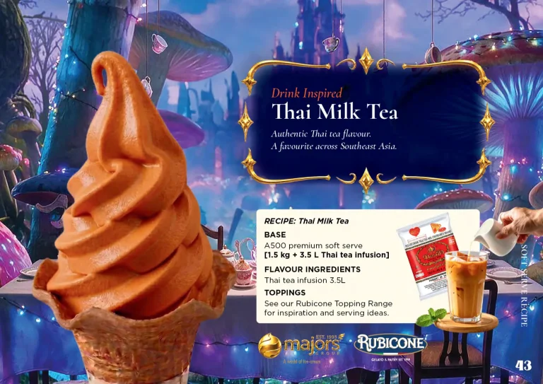 Thai Milk Tea: soft serve recipe idea, Drinks & cocktails inspired, from the Majors Group Frozen Dessert Wonderland 2026 booklet