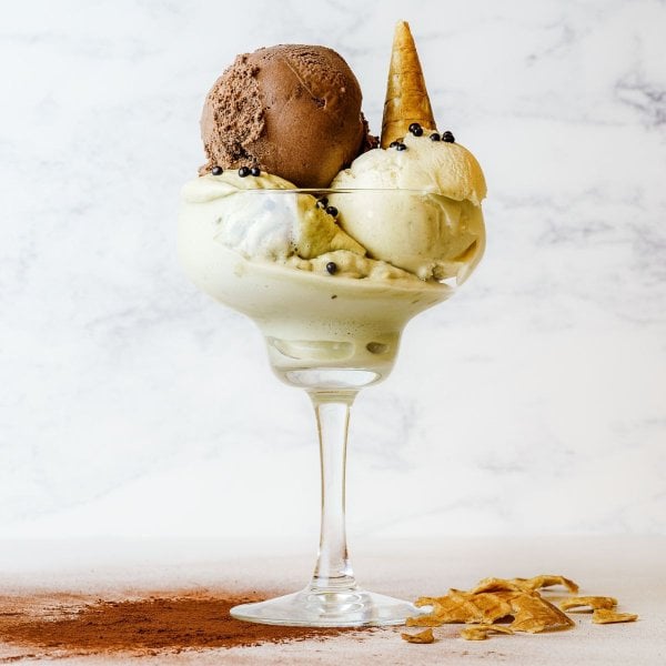 White chocolate gelato made with Rubicone ingredients